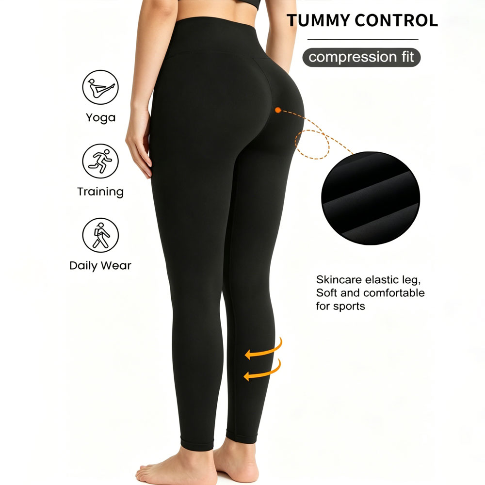 Pilates Yoga Workout - Damen High-Stretch Butterweiche Sportleggings mit Po-Lifting-Effekt