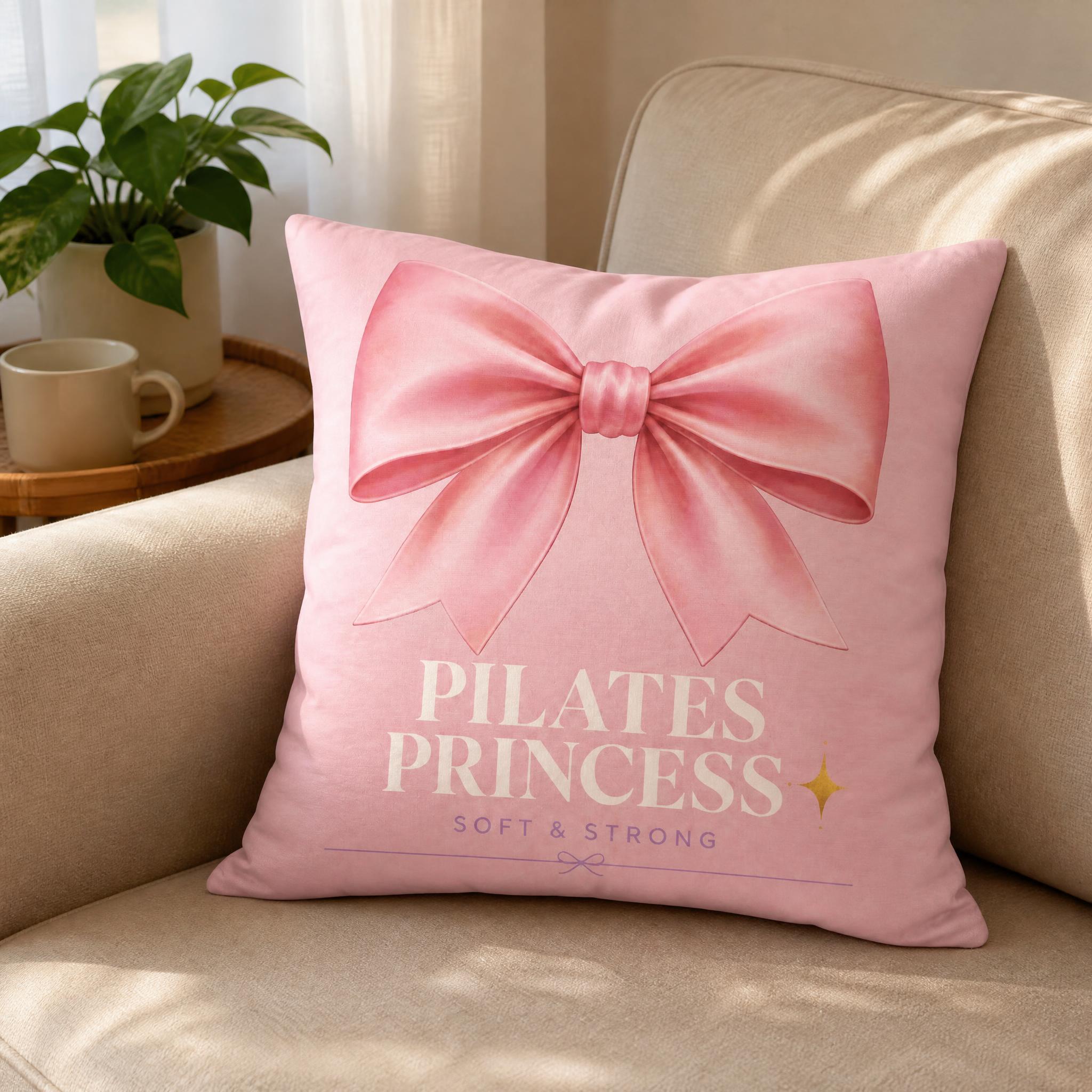 Pilates Yoga Quotes - Coquette Pink Bow Pilates Princess Dekokissen,